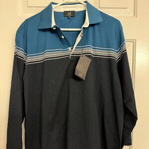 Dunhill Blue striped polo collared shirt